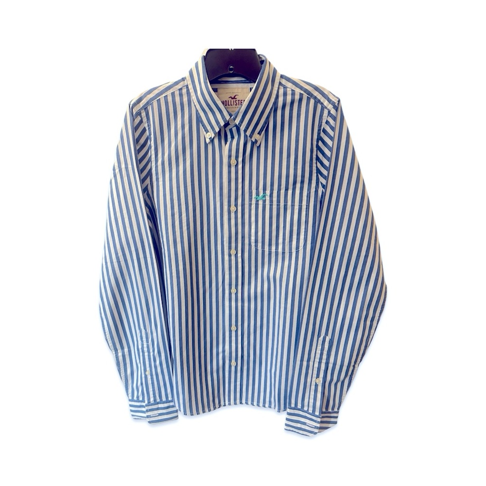 HOLLISTER MENS STRIPPED BUTTON DOWN CASUAL DRESS SHIRT MEDIUM NEW WITH TAGS
